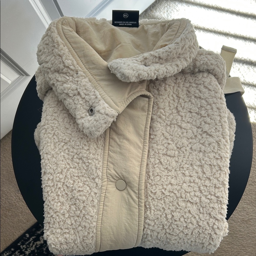 Cream Sherpa Hooded Vest